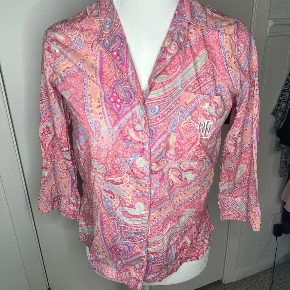 Ralph Lauren Pink Paisley Women's Top - Picture 2 of 9